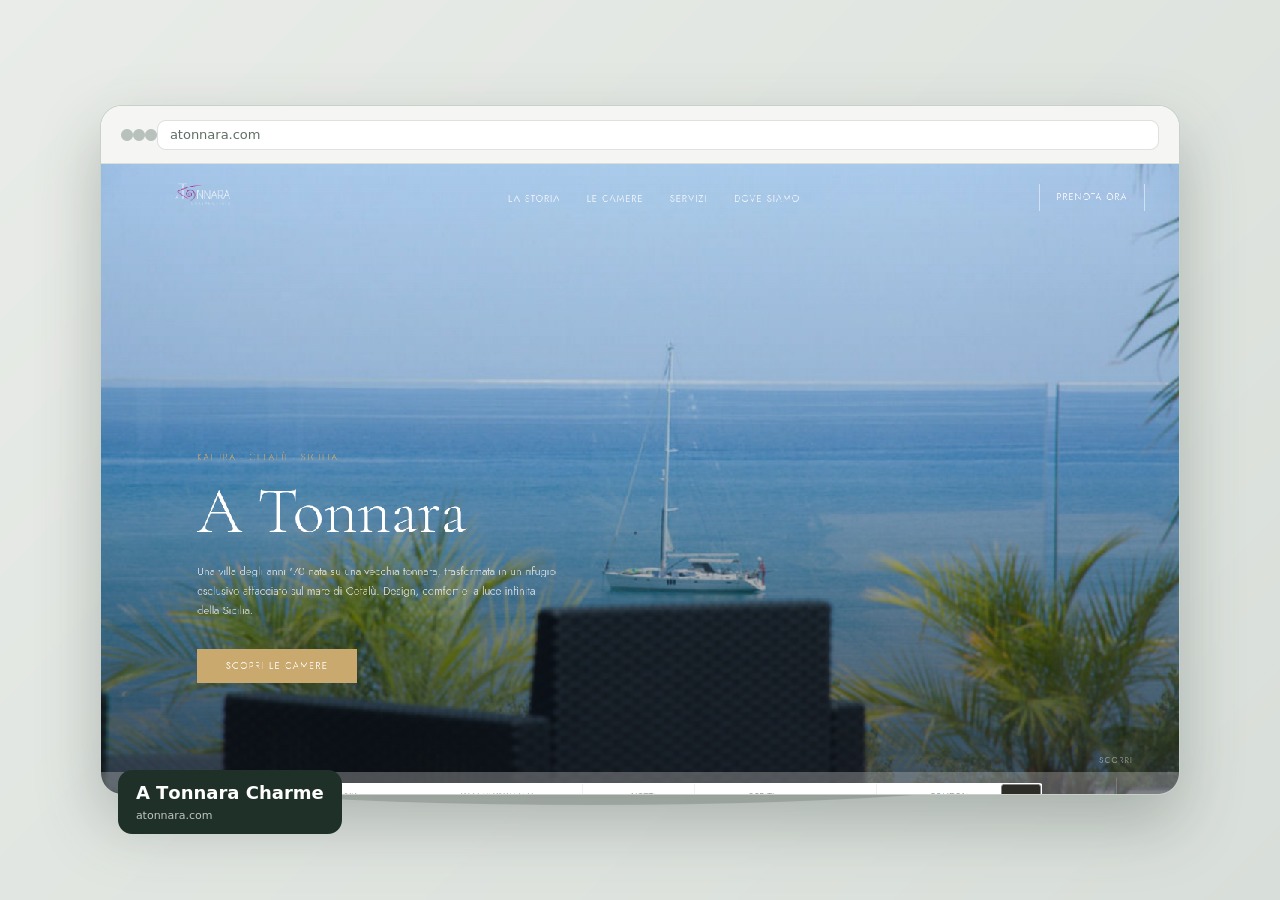 Mockup del sito A Tonnara Charme