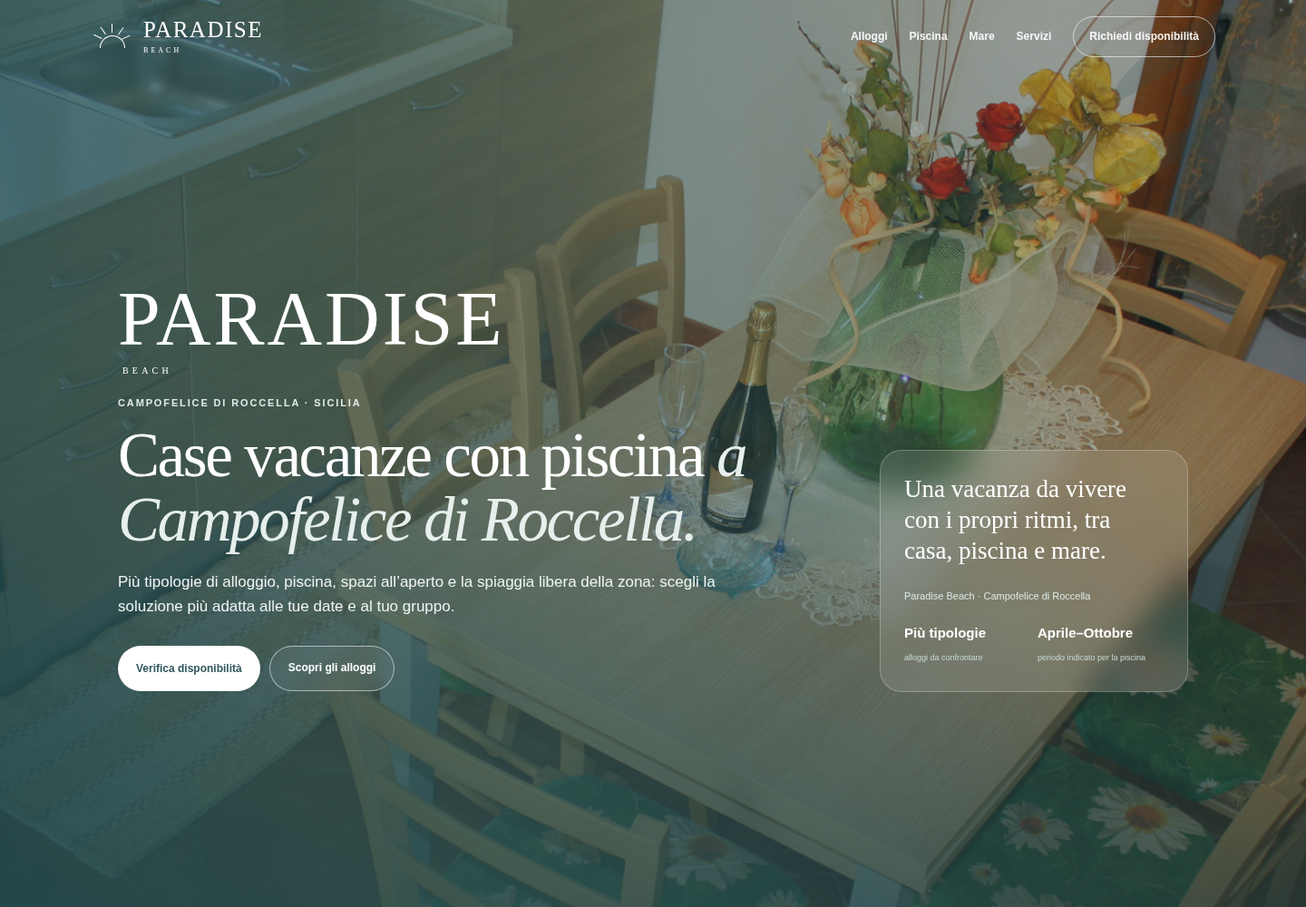 Mockup del sito Paradise Beach