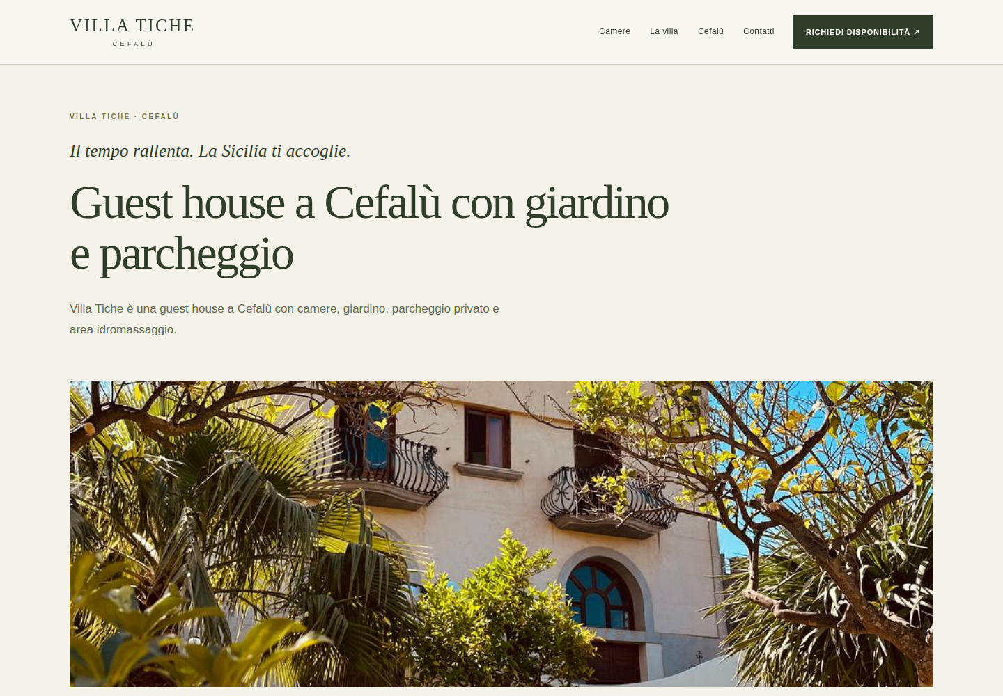 Mockup del sito Villa Tiche